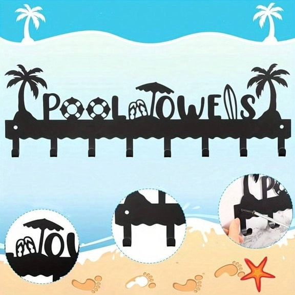 HELLOYOUNG Cute Coastal Wall Decor for Bathroom or Poolside Heavy Duty Rustproof Wall Hooks for Towels and Keys, Beach Holiday Theme Housewarming Gift for Valentine's Christmas