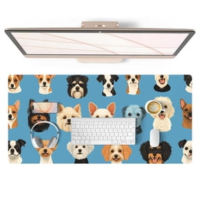 HELLOYOUNG Cute Dog Pattern Mouse Pad Rectangular Gaming Mouse Mat for Home Office Desk Non-Slip Rubber Base Keyboard Pad Ideal Christmas New Year Gift