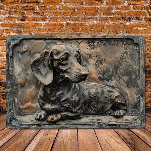 HELLOYOUNG Dachshund Metal Wall Art Vintage Rustic Garden Decor for Pet Lover, Unique Creative Design for Bedroom Kitchen Home Decoration, Modern New Trend