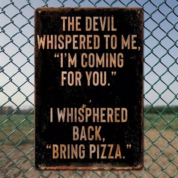 HELLOYOUNG Devil Whispered Vintage Metal Tin Sign 7.9x11.9 Inch, Funny Sarcastic Wall Decor for Home Bar Man Cave, Retro Pre-Drilled Plaque