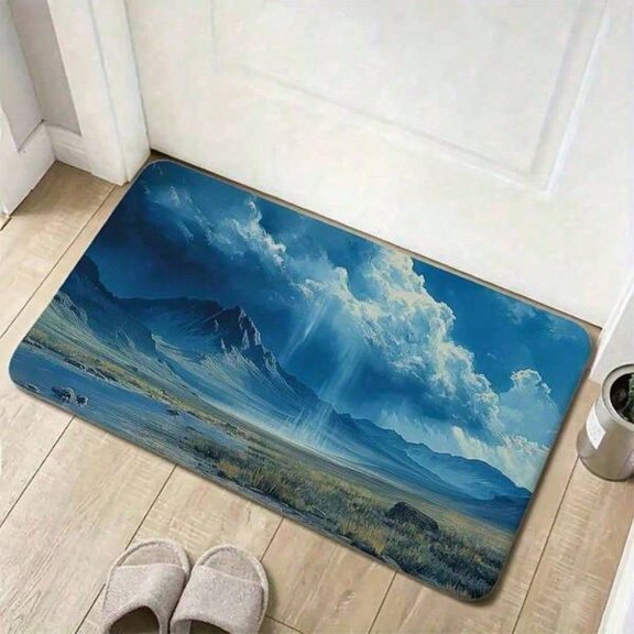 HELLOYOUNG Diatom Mud Floor Mat, Super Absorbent Quick Dry Non Slip Doormat, Machine Washable Water Landscape Print Rug for Living Room Bathroom Entryway, Home Decor Gift