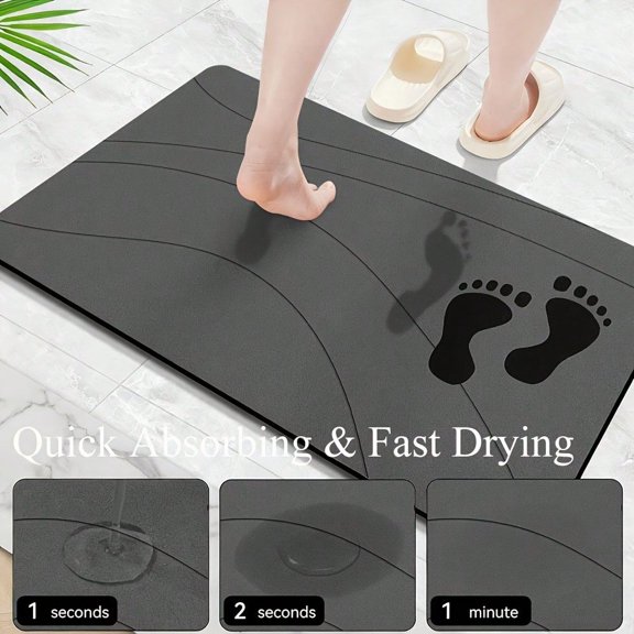 HELLOYOUNG Diatom Mud Mat, Soft Absorbent Non-Slip Quick Dry Rug, Machine Washable Footprint Wave Pattern Door Mat for Kitchen Bathroom Hallway Entryway Living Room