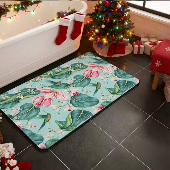 HELLOYOUNG Diatomaceous Earth Bath Mat Quick-Drying Anti-Slip Absorbent Rug for Kitchen Floor Entryway Bathroom Non-Slip Rubber Backing, Boho Home Decor
