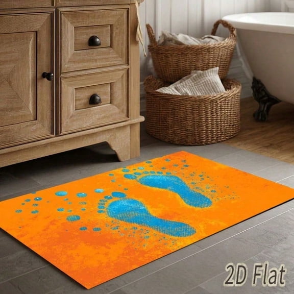 HELLOYOUNG Diatomaceous Earth Welcome Mat, Non-Slip Absorbent Quick-Dry Turquoise Footprint Rug, Washable Indoor Outdoor Entryway Bathroom Doorway Home Decor