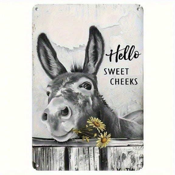 HELLOYOUNG Donkey Sunflower Sweet Cheeks Metal Sign 8x12 Vintage Funny Bathroom Decor Retro Tin Wall Art for Home Bar Cafe