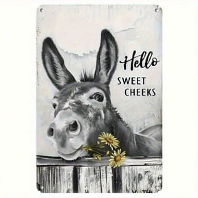 HELLOYOUNG Donkey Sunflower Sweet Cheeks Metal Sign 8x12 Vintage Funny Bathroom Decor Retro Tin Wall Art for Home Bar Cafe