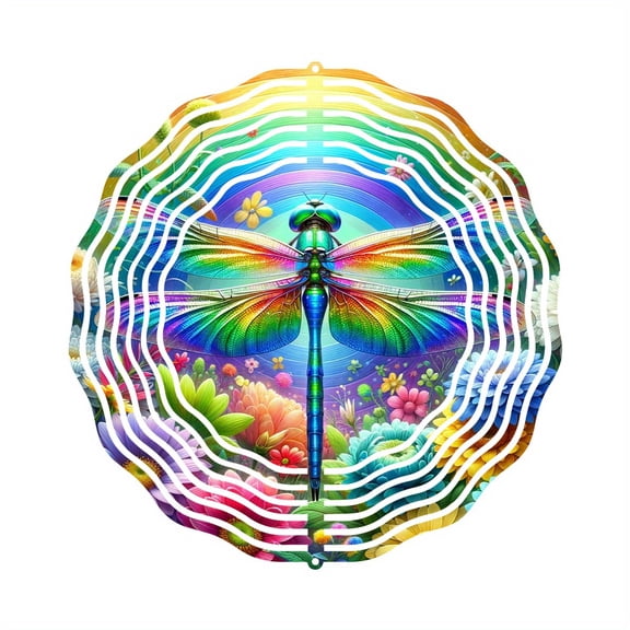 HELLOYOUNG Dragonfly Wind Chimes 2D Flat Metal Rotating Classic Style No Power Needed Feather-Free Outdoor Decor Home Garden Art Perfect Valentine Gift
