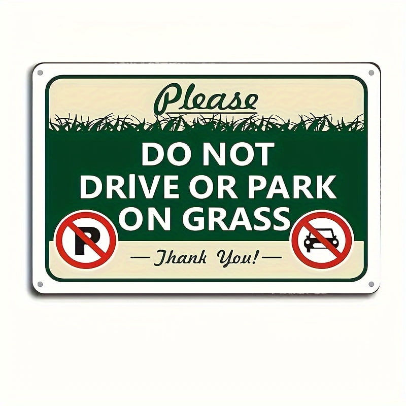 HELLOYOUNG Durable Metal Sign "Please Do Not Drive or Park on Grass ...