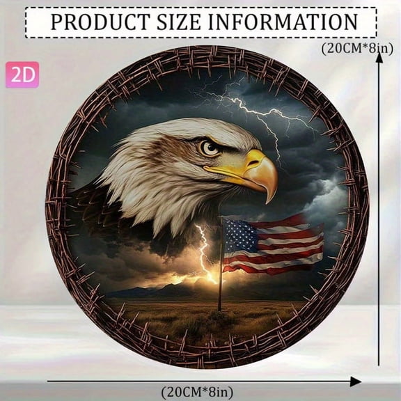 HELLOYOUNG Eagle Metal Wall Art Vintage Retro Aluminum Sign for Man Cave Garage Bar Decor, Lightning Design Tin Poster for Home Office Man Gift