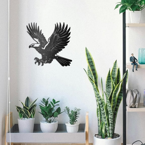 HELLOYOUNG Eagle Wall Decoration Metal Black Eagle Wall Art Metal Hanging Signs Wall Sculpture Statues Decor Gift for Home Decoration Plaque Living Room