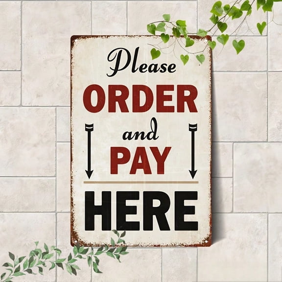 HELLOYOUNG Easter Metal Plaque 8x12 Inch, Vintage Please Order Here Sign, 2D Flat Reusable Directional Decor for Cafe Bar Wall Art