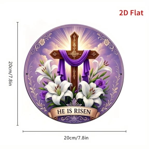 HELLOYOUNG Easter Resurrection Wall Art Sign, He Has Risen Wood Plaque Decor, Religious Home Decor 20x20cm for Kitchen Bedroom Church Gift