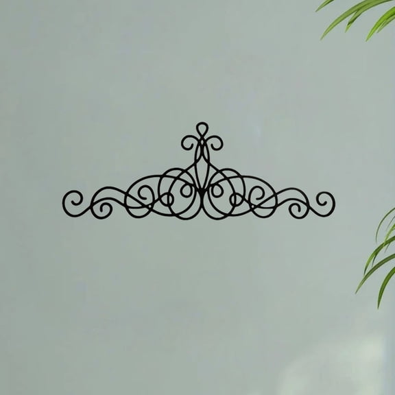 HELLOYOUNG Elegant Metal Scroll Wall Art Rustic Iron Medallion Decor Black Metal Plaque Wall Sticker Set for Living Room Bedroom Entryway