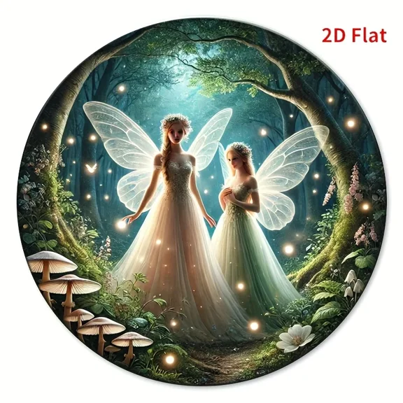 HELLOYOUNG Enchanted Fairy Forest Night Butterfly Scene Vintage Tin Sign, 7.87x7.87 Inch Metal Wall Art Decor for Garden Home