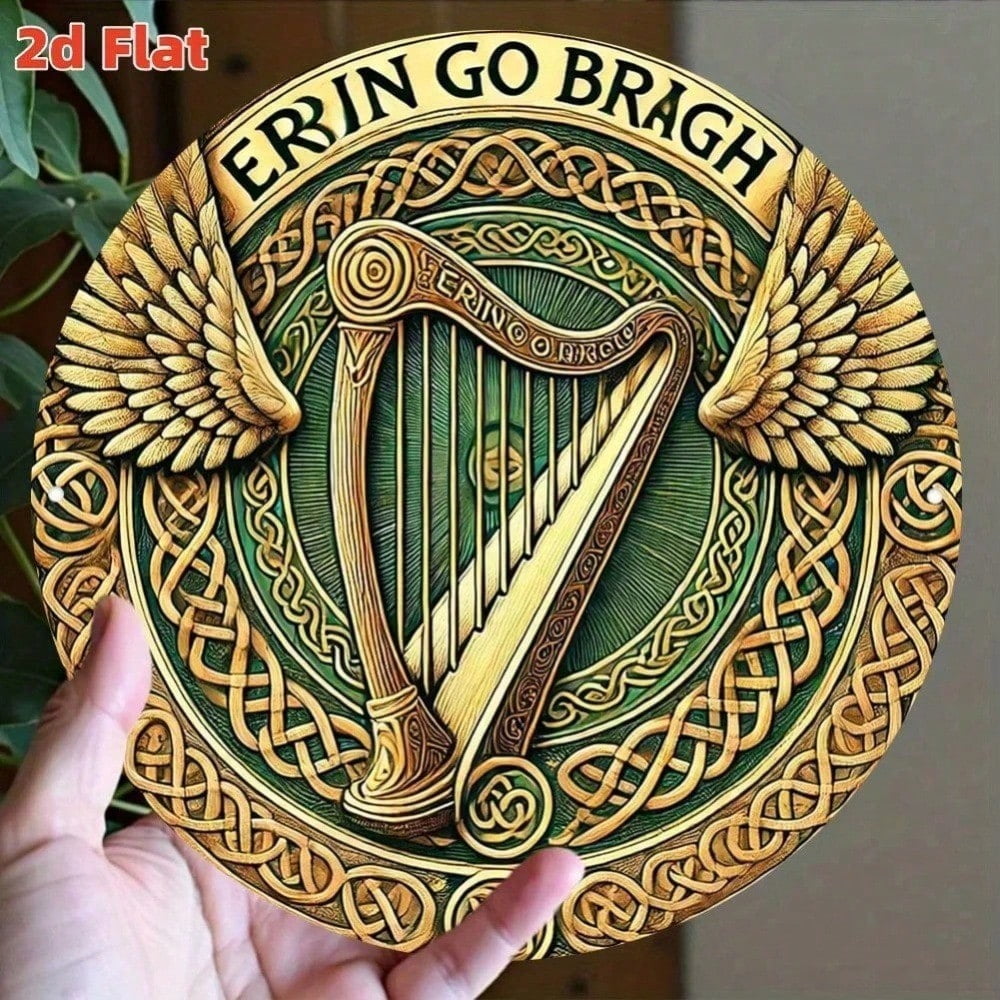 Harp Sign HELLOYOUNG Erin Go Bragh Metal Wall Decor - Irish Harp Plaque ...