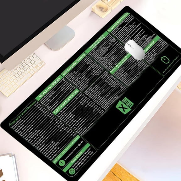 HELLOYOUNG Excel Shortcut Large Gaming Mouse Pad, Non-Slip Rubber Base, Stitched Edge Desk Mat for Office & Gaming Desk