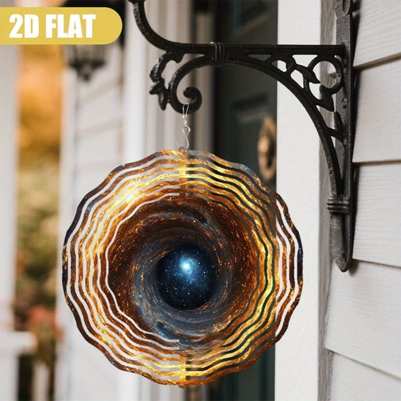 HELLOYOUNG FLAT Spinner Fiery Cosmic Vortex Outdoor Wind Chime 360 Rotation Swivel Hook Wall Art for Garden Patio Home Color Atmosphere Pendant Decor