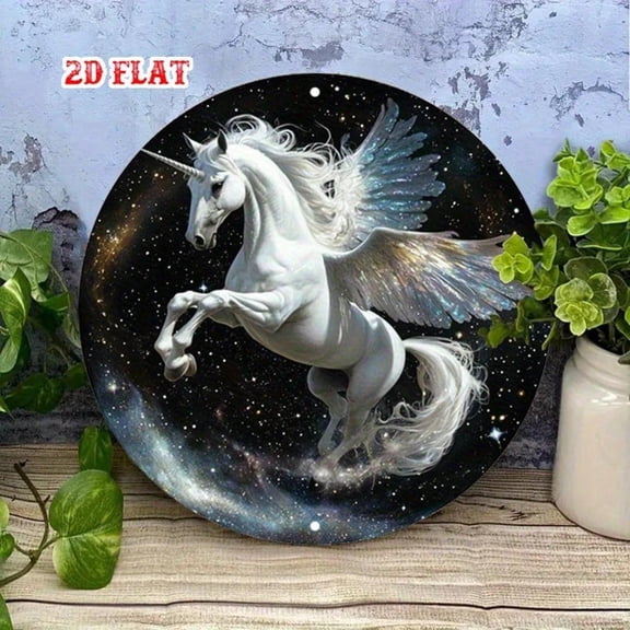 HELLOYOUNG Fantasy Unicorn - Magical Flying Design, Sparkling Stars and Crescent Moon, Suitable for Home, Garage, Restaurant, Decoration