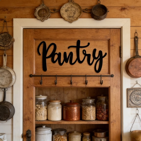 HELLOYOUNG Farmhouse Rustic Pantry Outdoor Decor Black Metal Sign Plaque, Elegant Kitchen Sculpture for Home Food Storage Decorations & Accessories