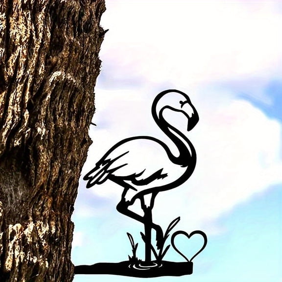 HELLOYOUNG Flamingo Metal Wall Art Outdoor Garden Decor Handmade Iron Branch Wall Sculpture for Patio Yard Christmas Halloween Gift Birthday Home Decoration