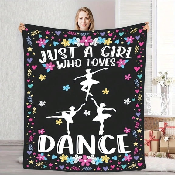 HELLOYOUNG Flannel Throw Blanket Floral Ballet Dancer Silhouettes Contemporary Black Soft Cozy All-Season Machine Washable Decorative Blanket for Home Decor Gift
