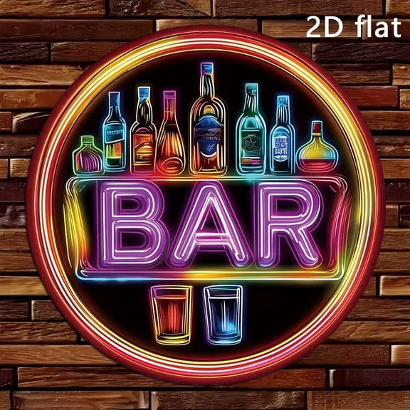 HELLOYOUNG Flat Neon Sign 2D Non-Electric Wall Decor LED Look Wooden Accent for Bar Kitchen Party Living Room