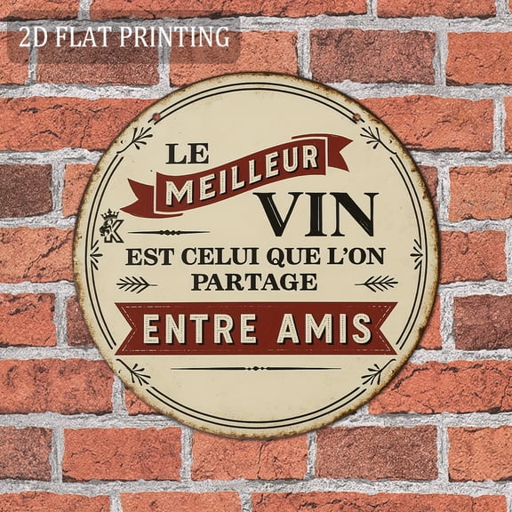 HELLOYOUNG French Bistro Metal Sign - Wine Lover Gift, 8x8 Inch Bar & Restaurant Wall Art, Friendship Decor Vintage Tin Sign for Home Kitchen