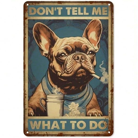 HELLOYOUNG French Bulldog Metal Sign Retro Kitchen Decor Farmhouse Wall Art for Home Bar Room