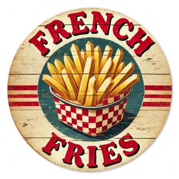 HELLOYOUNG French Fries Wall Decor Vintage Retro Pop Art Tin Sign for Home Kitchen Restaurant Outdoor Entryway, Unique Trending Design