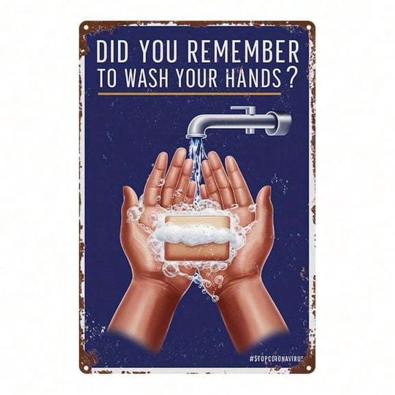 HELLOYOUNG Funny Metal Handwashing Reminder Sign 8x12 Inch, Rustproof Iron Plaque Hand Wash Art, Humorous Hygiene Wall Decor for Office Living Room Kitchen