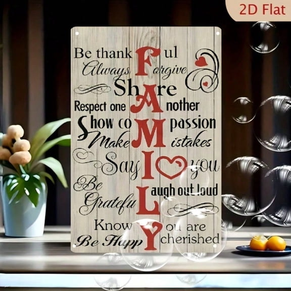 HELLOYOUNG Funny Metal Yard Sign Inspirational Quote Wall Art Decor 2D Family Values for Home Garden Outdoor 12x8 Inch