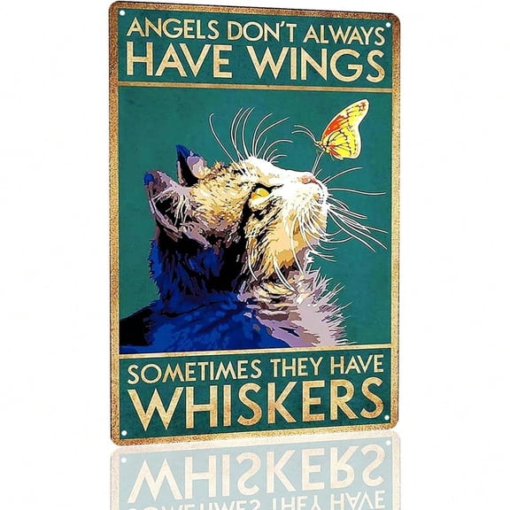 HELLOYOUNG Funny Vintage Cat Metal Tin Sign Rustic Wall Art Inspirational Quote Decor Gift for Cat Lovers Unique Retro 8x12 Inch
