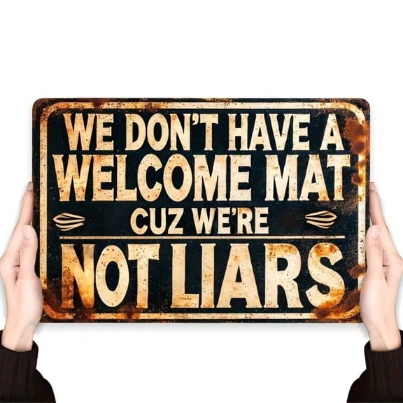 HELLOYOUNG Funny Welcome Sign Iron Wall Decor 20x30cm, 2D Flat Print Metal Plaque for Home Porch Entryway, Rustic Vintage Housewarming Gift