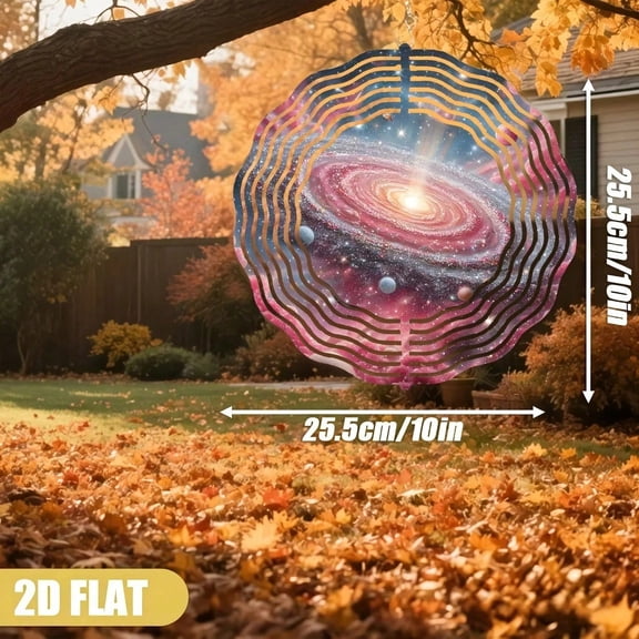 HELLOYOUNG Galaxy Spiral Metal Wind Chime, Solar System Planets Stars Pattern, Anti-Rust Waterproof Outdoor Garden Patio Hanging Decor, Unique Space Art Gift for Holiday