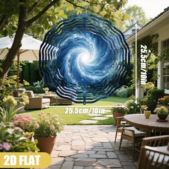 HELLOYOUNG Galaxy Wind Chimes Hanging Decor3D Spiral Wind Spinner360 Rotating Hook for Outdoor Garden Patio Beach WeddingBlue and White Solar PoweredDurable Windchimes No Battery