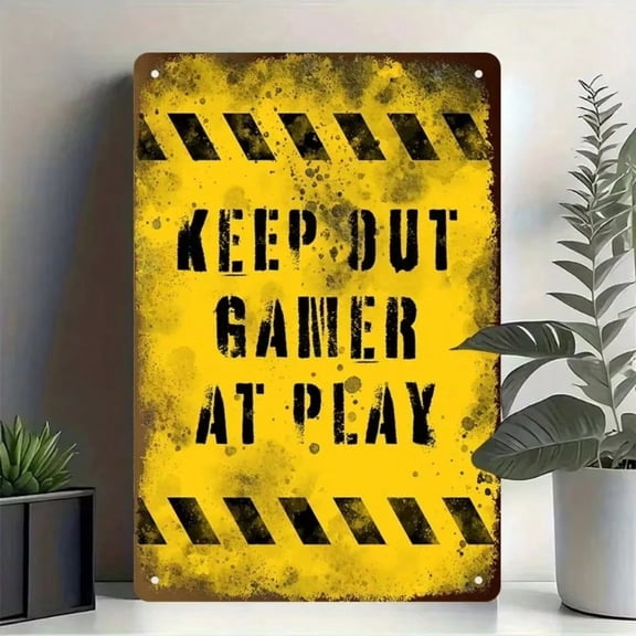 HELLOYOUNG Gamer At Play Metal Wall Sculpture 20x30cm, Man Cave Decor Halloween Christmas New Year Gift for Men