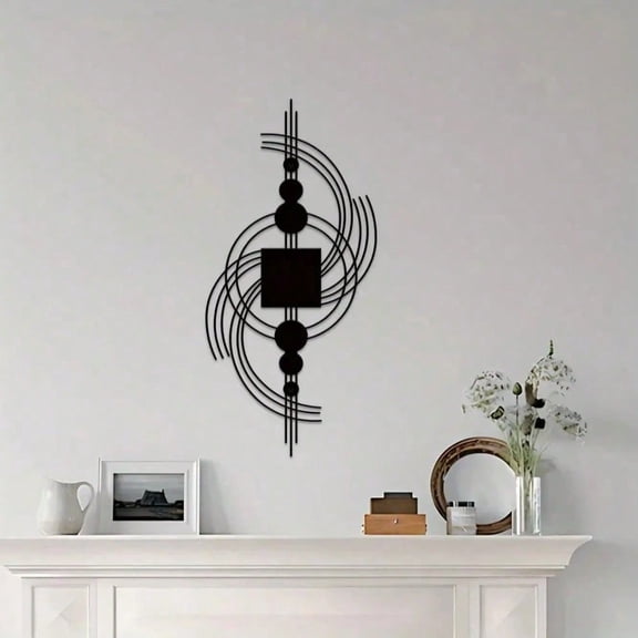 HELLOYOUNG Geometric Metal Wall Art  Circle Square Wall Sculpture for Living Room Abstract Vertical Hanging Decor Modern Home Decor Rustproof Durable Indoor Outdoor