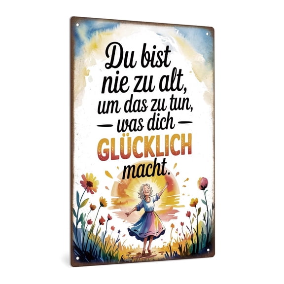 HELLOYOUNG German Vintage Metal Tin Sign 1pc, Inspirational Quote Wall Decor for Man Cave Pub Club, Retro Metal Art with Hanging Holes, Durable Rustic Tin Sign Home Bar Garage Decor