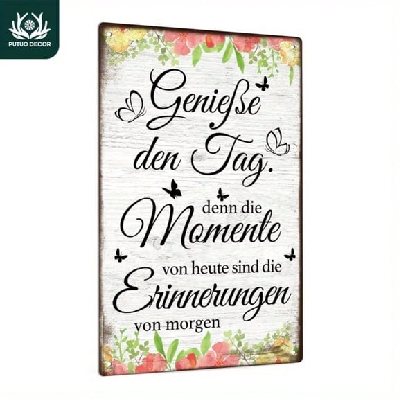 HELLOYOUNG German Vintage Metal Tin Sign Geniee Den Tag Wall Art Decor for Home Farmhouse Living Room 7.8x11.8 Inches Gift