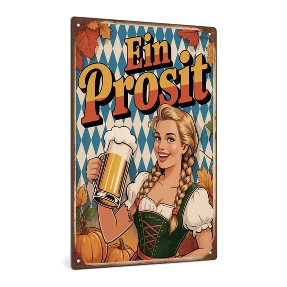 HELLOYOUNG German Vintage Tin Sign Wall Art, Oktoberfest Party Decor, Retro Metal Wall Decor for Home Bar Cafe Garage, Unique Gift Idea