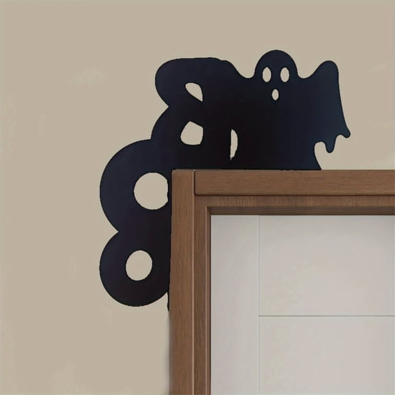 HELLOYOUNG Ghost Door Ornaments - Whimsical Black Silhouette Halloween Decorative Door Corner Hook  Hangings Lintel Pendant  Kid-Friendly Spooky Decor for Indoor Displays-Wall Pediments