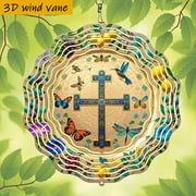 HELLOYOUNG Golden Cross Wind Spinner 10 Inch, 3D Flower Bird Pattern 360  Rotating Metal Art, Inspirational Christian Outdoor Decor for Garden Yard, Four Seasons Holiday Gift for Christmas Halloween