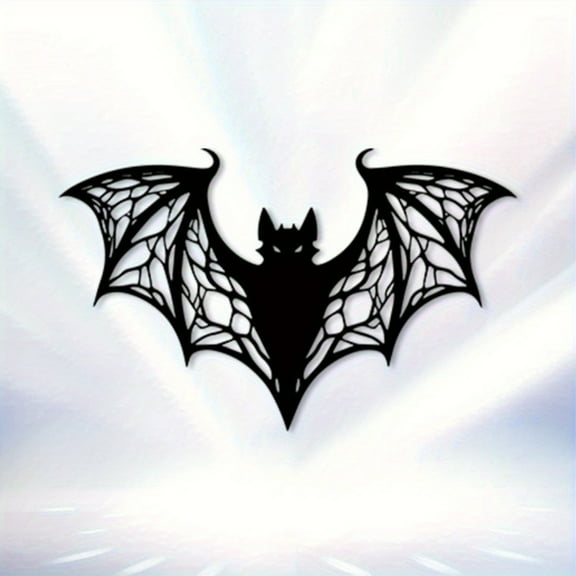 HELLOYOUNG Gothic Bat Wall Art - Vintage Iron Silhouette with Spider Web Design, Weatherproof Indoor/Outdoor Metal Sculpture Halloween Decor for Living Room Porch  Unique Gothic Wall Sculptures