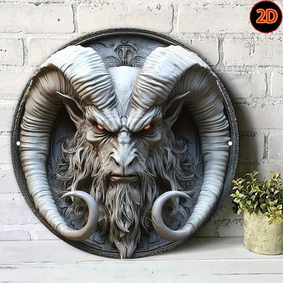 HELLOYOUNG Gothic Goat Head Metal Wall Plaque Heavy Duty Aluminum Art Decor Sign for Indoor Outdoor