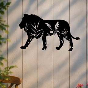 HELLOYOUNG Gothic Lion Metal Wall Decor, 3D Iron Hanging Ornament for Indoor Outdoor, Rustic Home Accent, Spooky Xmas Halloween Gift for Friends, Patio Garden Art Sculpture