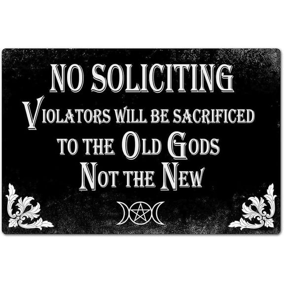 HELLOYOUNG Gothic No Soliciting Sign - "Violators Will Be Sacrificed To The Old Gods" Door Sign, 12x8 Inches, Perfect for Gothic and Occult Decor