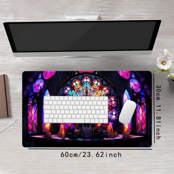 HELLOYOUNG Gothic Skull Gaming Mouse Pad Large Rectangular Keyboard Desk Mat with Non-Slip Rubber Base for Home Office Game Room Christmas Gift
