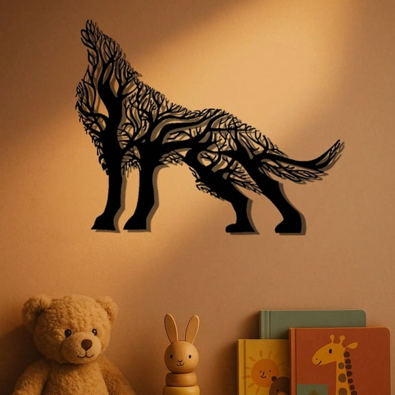 HELLOYOUNG Gothic Wolf Metal Wall Art Decor Rustic Iron Hanging Sign for Home Patio Garden Outdoor Indoor Yard Sculpture Unique Christmas Halloween Housewarming Gift