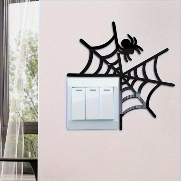 HELLOYOUNG Halloween Acrylic Decor 2D Wall Sign, Spooky Spider-Shaped Outlet Cover for Indoor Horror Decor and Festive Home Decoration