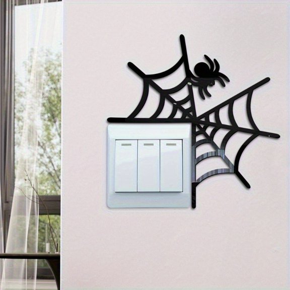 HELLOYOUNG Halloween Acrylic Decor, Halloween Spider Wall Sticker & Home Decoration, Spooky Festive Acrylic Sign for Living Room Bedroom Party